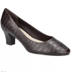 Brown Crocodile Embossed Pumps Classic Heel Dress Shoes